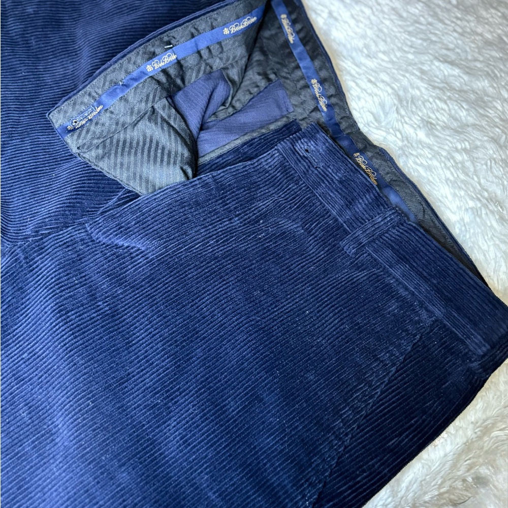 BROOKS BROTHERS Clark Navy Blue Corduroy Flat Front Straight
Leg Pants Sz 36x34